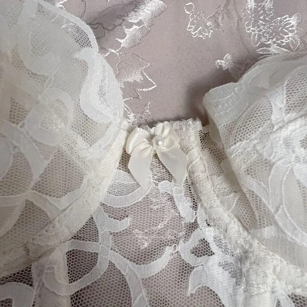 90s Vintage Victoria's Secret Gold Label Cream Lace Strapless Corset Size 32A